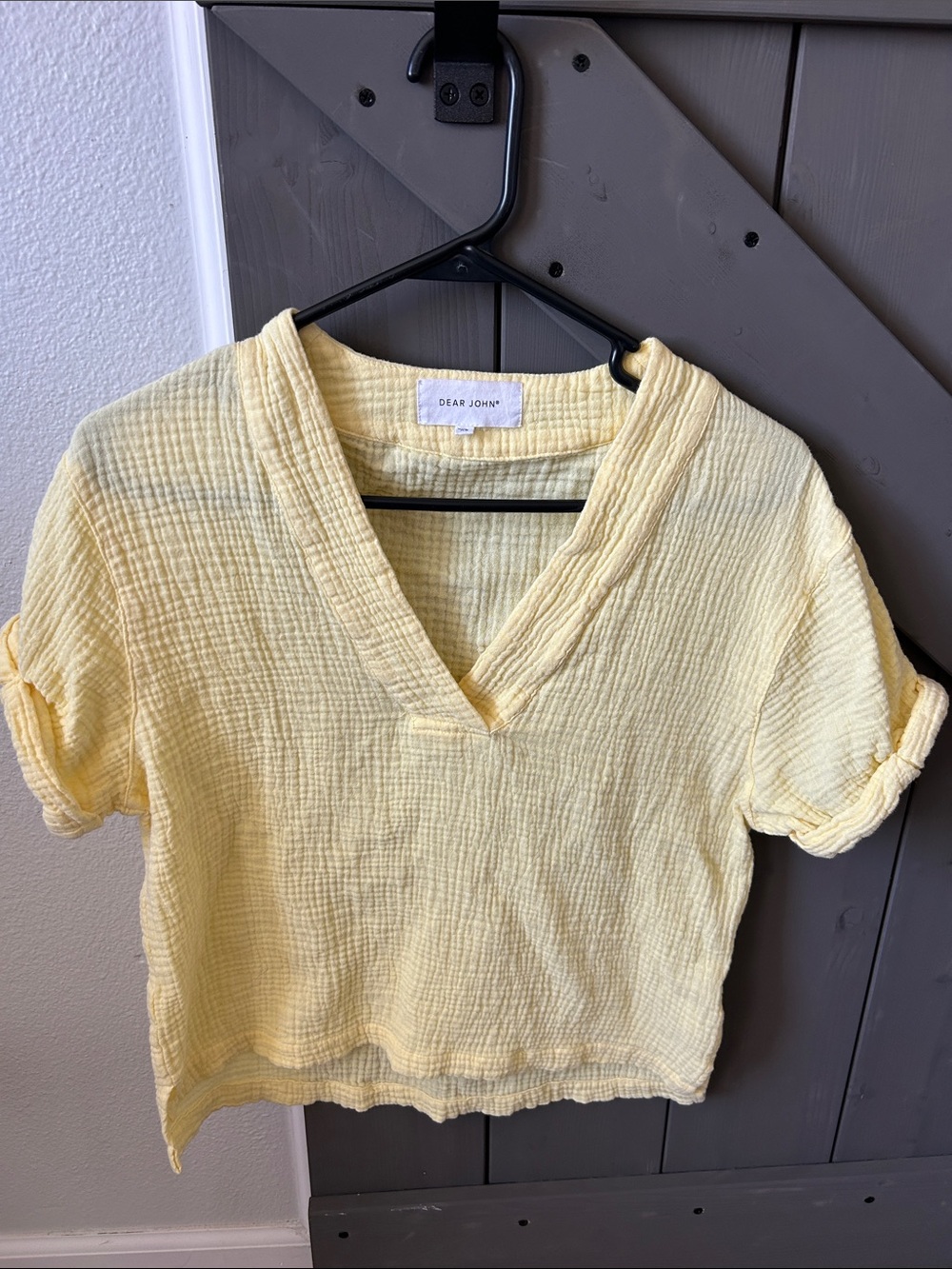 Dear John Yellow Gauze V-Neck Women’s Crop Top